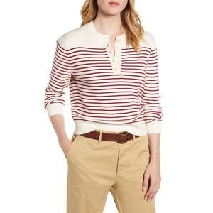 Alex Mill Marine Stripe Crop Merino Wool Sweater